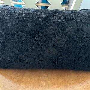 Black Textured Lumbar Throw Pillow